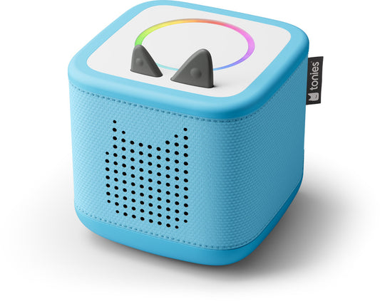 Kinder Hörspielbox Starter-Set Himmelblau mit Kreativ-Figur – Tragbarer Audio-Player für Geschichten & Musik